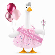 Teeanzo front view of princess goose outfit showing festive pink curb appeal