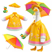 Teeanzo front view of yellow goose outfit showing bright waterproof finish