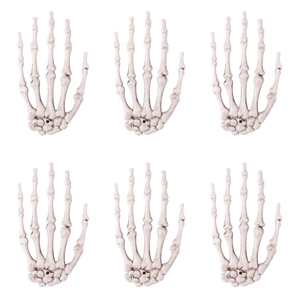 Teemico front packaging showing six plastic skeleton hands for instant eerie decor