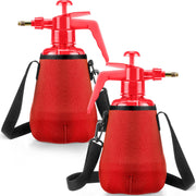 Teenyyou front view of two red pump misters showing capacity and strap, easy refills