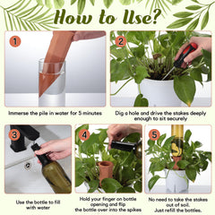 Teenyyou spike and bottle inserted in pot demonstrating continuous plant hydration