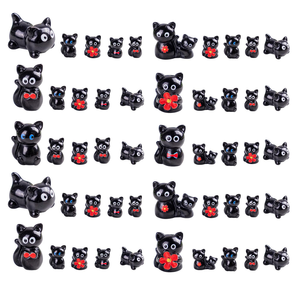 Teenzee front packaging showing 36 mini black cat figures for easy storage