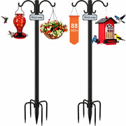 Tegarbed front view of double shepherd hook showing dual hangers and black finish boosting curb appeal