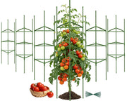 Tegarbed front packaging showing six assembled tomato cages and benefits