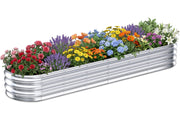 Tegarbed front view of galvanized raised garden bed showing clean finish and sturdy build