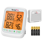 TempPro front display showing temperature and humidity, clear monitoring benefit