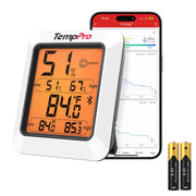 TempPro TempAir front display showing temperature and humidity for clear readings