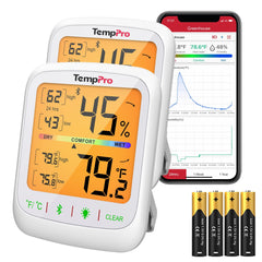 TempPro TempAir front display showing temperature and humidity for quick reference