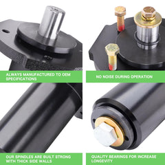 TENGMUJX spindle shaft detail illustrating solid shaft for secure blade mounting benefit
