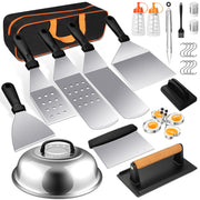 Terlulu front packaging showing full 28-piece griddle kit and portability benefit