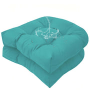 TESICA teal cushions front view showing color and tailored finish for stylish comfort