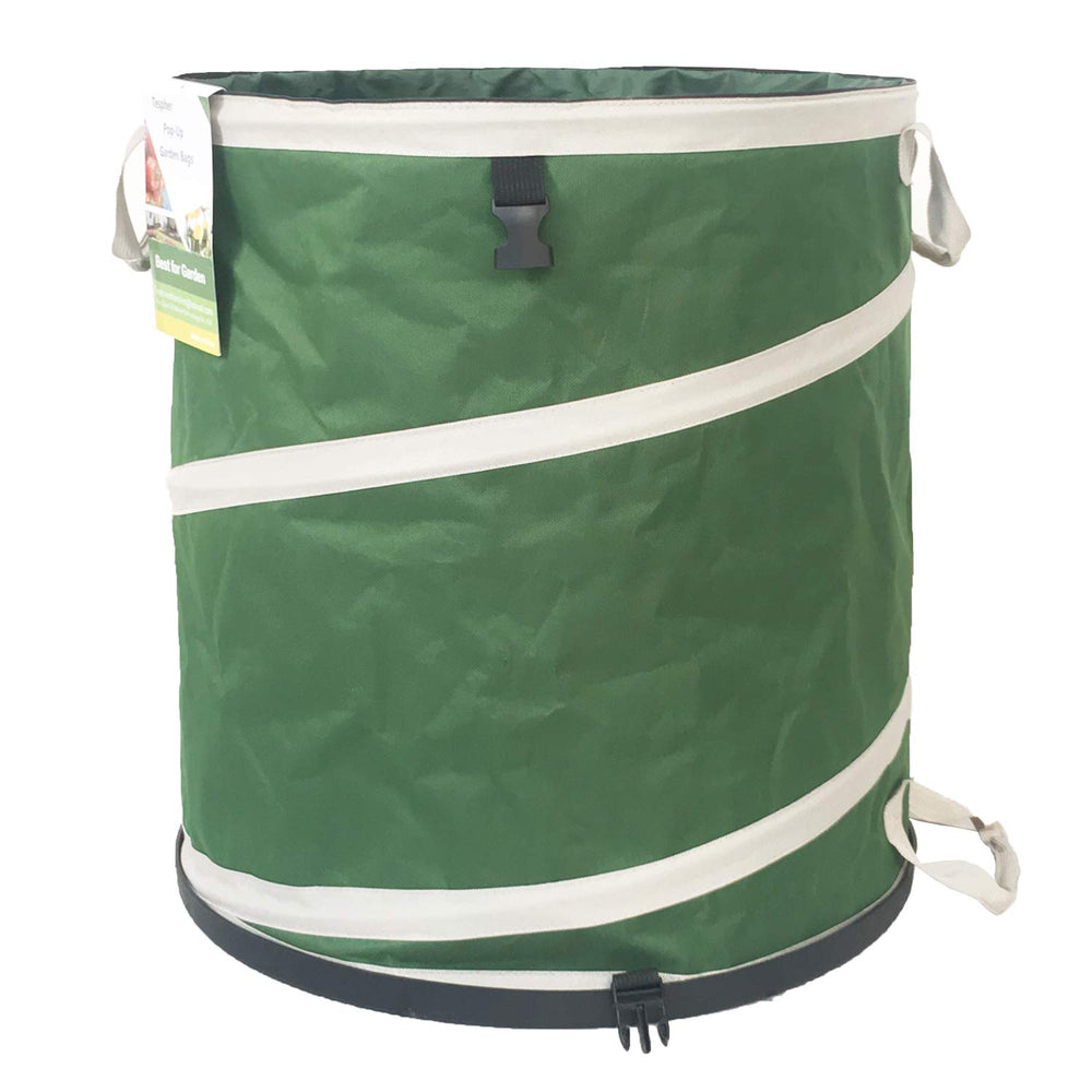 Tespher front view showing pop-up bag and stable base for quick cleanup