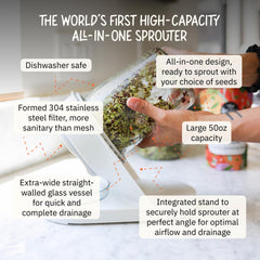 The Sprouting Company stainless-steel filter close-up for durable filtration