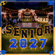 Thyle front view of Senior 2027 yard sign, highly visible for photos