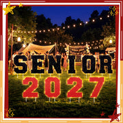 Thyle senior 2027 front view showing bold black and red design for clear celebration photos