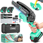 tietoc mini chainsaw front view showing compact design and quick handling