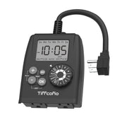 TiFFCOFiO front view showing weatherproof outlet and clear controls for outdoor convenience