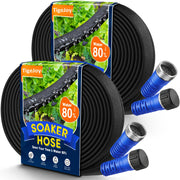 TigeJoy flat soaker hose front view showing full 100ft length and flat profile for space-saving watering
