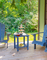 Tikea side table in use on patio with drinks showing convenience for entertaining