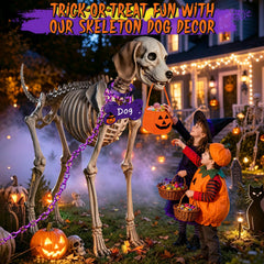 TimeHazy pumpkin bag placed in skeleton mouth creates playful trick-or-treat scene