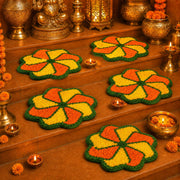 Tinideya mandala mat front view showing bright yellow design and instant decor benefit