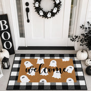 Tinideya front porch with layered Halloween doormat showing welcoming entry benefit