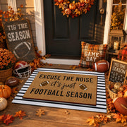 Tinideya front view of layered doormat set showing welcoming football quote benefits curb appeal