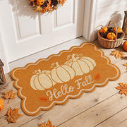Tinideya front view of pumpkin doormat providing welcoming fall curb appeal