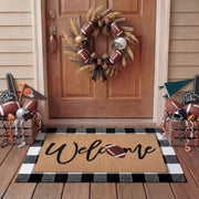 Tinideya front view of layered doormat set showing welcome appeal