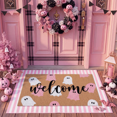Tinideya front view showing pink white ghosts and striped base, welcoming curb appeal