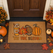 Tinideya front view welcome mat showing fall football print and warm curb appeal