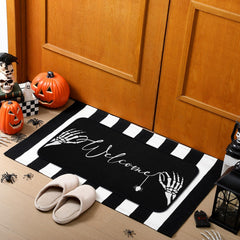Tinideya black and white striped rug front view adding bold contrast