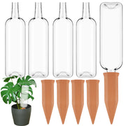 TINSKY front view showing 4 terracotta spikes and 4 clear bottles for easy plant care