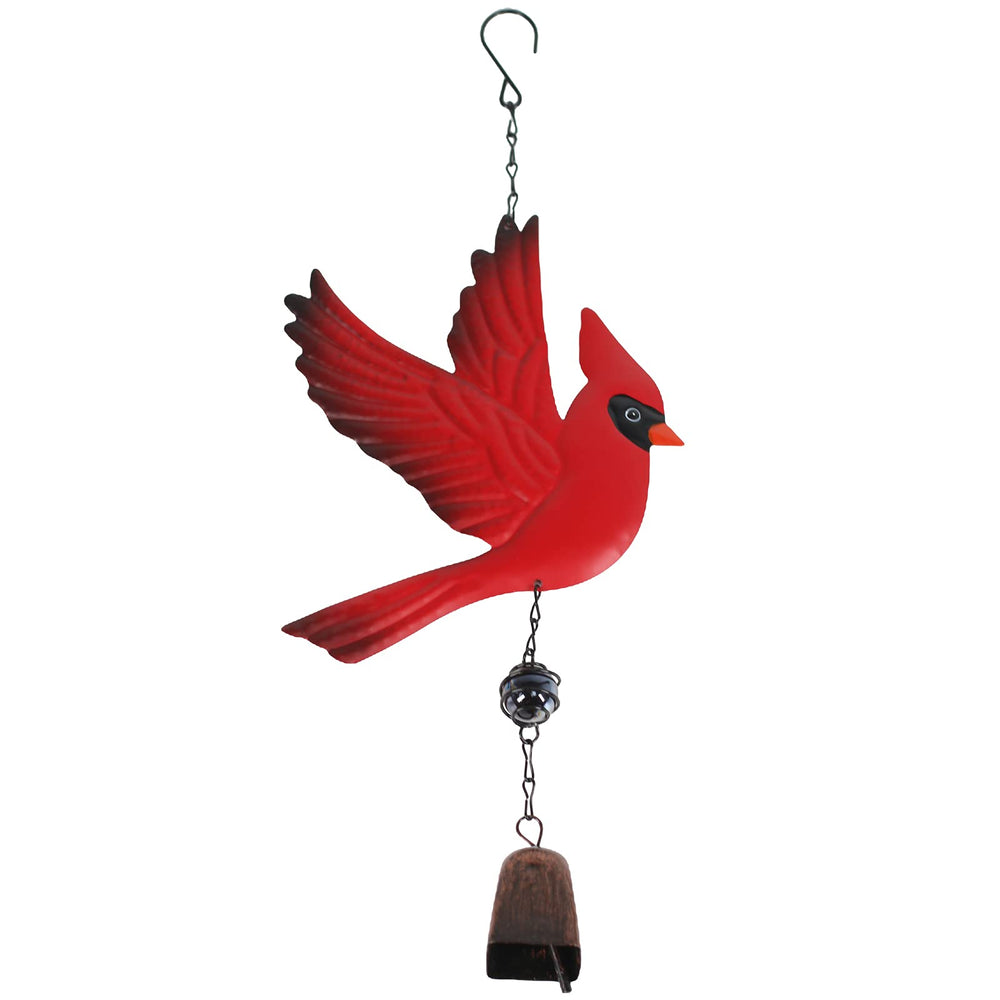 Tinsow cardinal front view showing bright red bird and charm benefit visibility