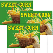 Tioncy front view sign showing bold sweet corn design and easy visibility