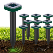 Tirgo stake front view showing durable housing and solar panel benefit