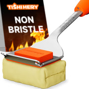 TISHI HERY front view of orange bristle-free grill brush showing full tool for safer cleaning