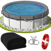 TIXANF round net cover front showing fit for 18ft pool benefit: reliable protection