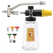 Tool Daily front view of foam cannon showing bottle and connector, fast foam coverage