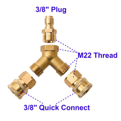 Tool Daily splitter next to standard hose for scale demonstrating compact size and easy setup