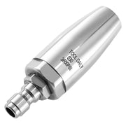 Tool Daily turbo nozzle front view showing robust stainless-steel body and benefit of durability