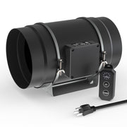 Toolazy 8-inch inline fan front view showing durable housing and airflow benefit
