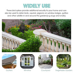 Touri spikes fitted along a masonry roofline providing weather-resistant protection benefit