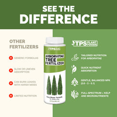 TPS NUTRIENTS being applied by sprayer across arborvitae hedge for even coverage