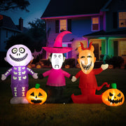 TQTYOY front view of three characters and pumpkins, creates inviting Halloween display