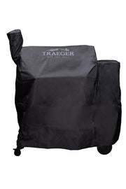 Traeger BAC504 full-length cover front view showing snug fit and brand protection