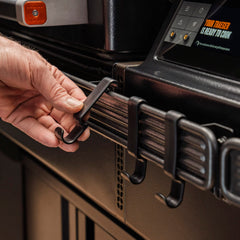 Traeger close-up of hook snap-and-lock detail for secure, tool-free mounting