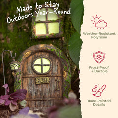 Tree Poetry fairy door nestled at tree base benefit: blends naturally into outdoor settings