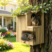 TREUHMM front view showing sturdy wood and secure entrance for safe nesting