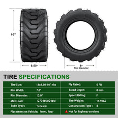 TRIPOWER close-up of turf-friendly tread pattern showing lug design and reduced grass damage